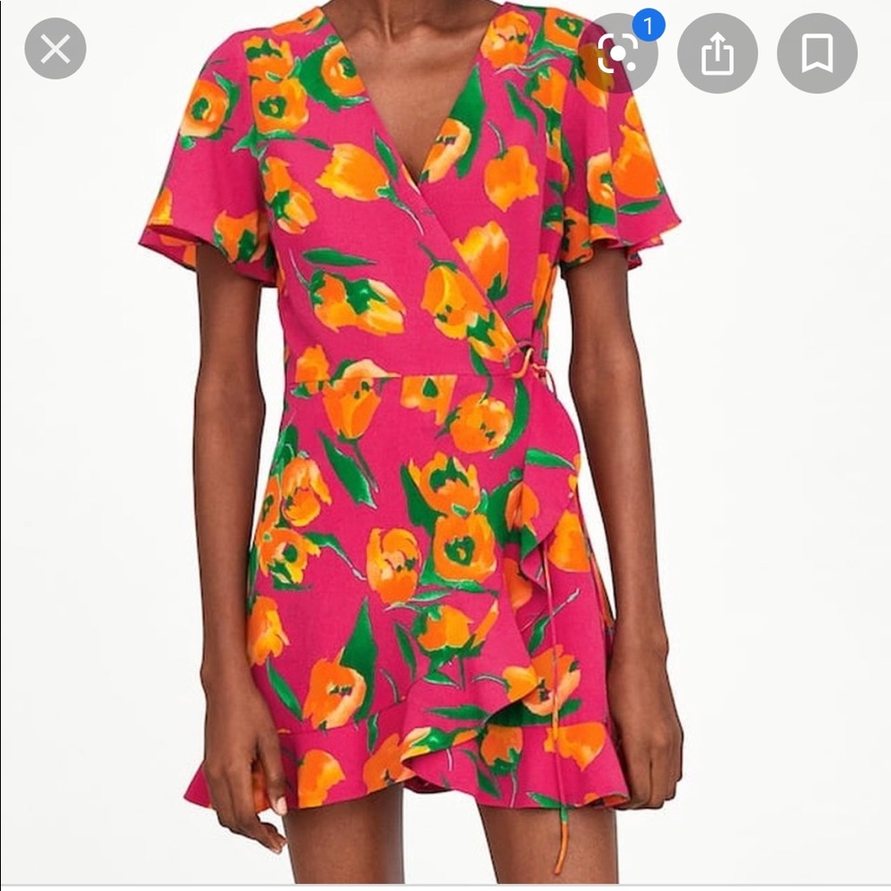 Zara trf Collection Floral Playsuit Tie Wrap Dress
